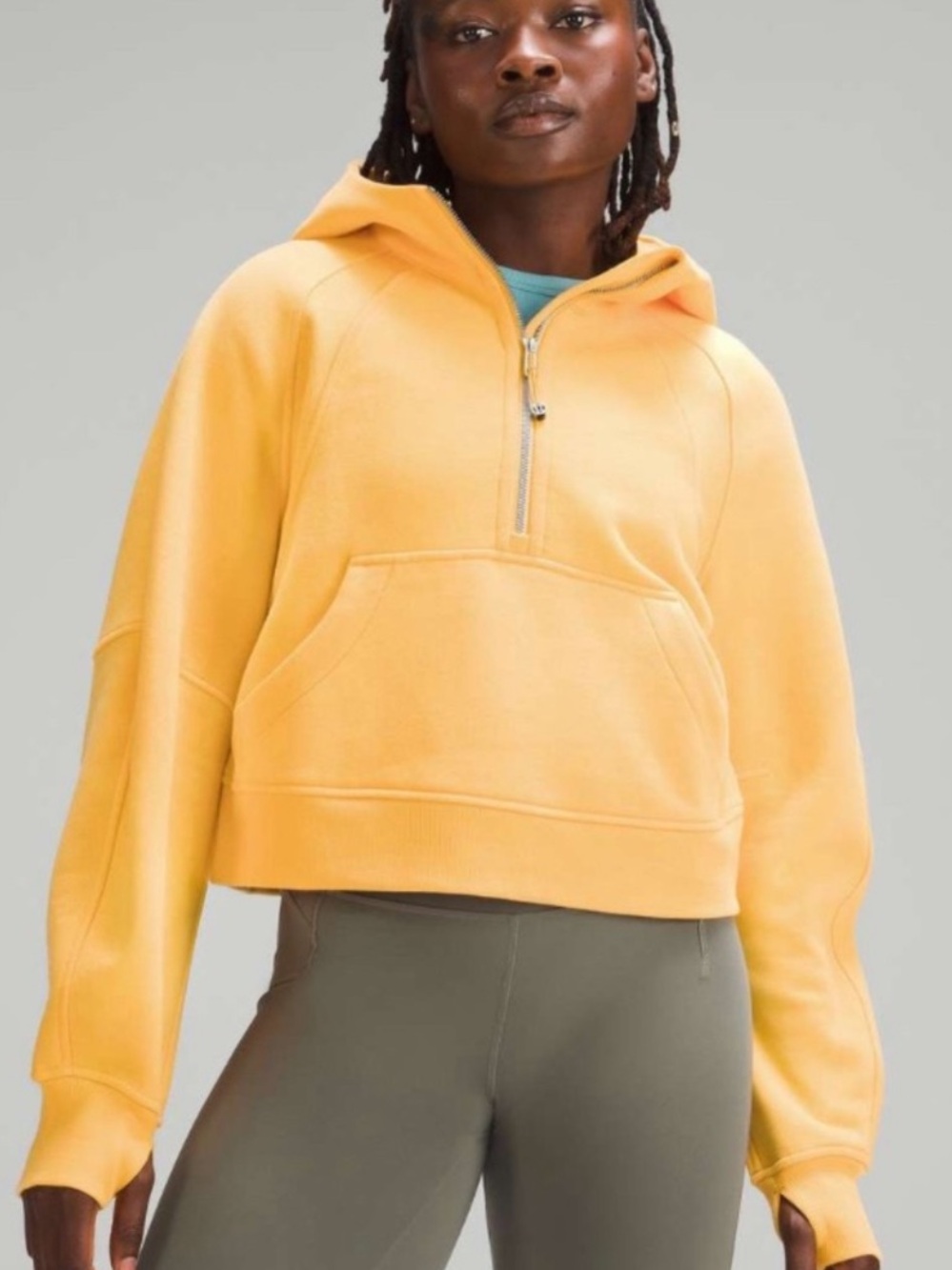 Lululemon Scuba Cropped Yellow Half-Zip Hoodie Sweater